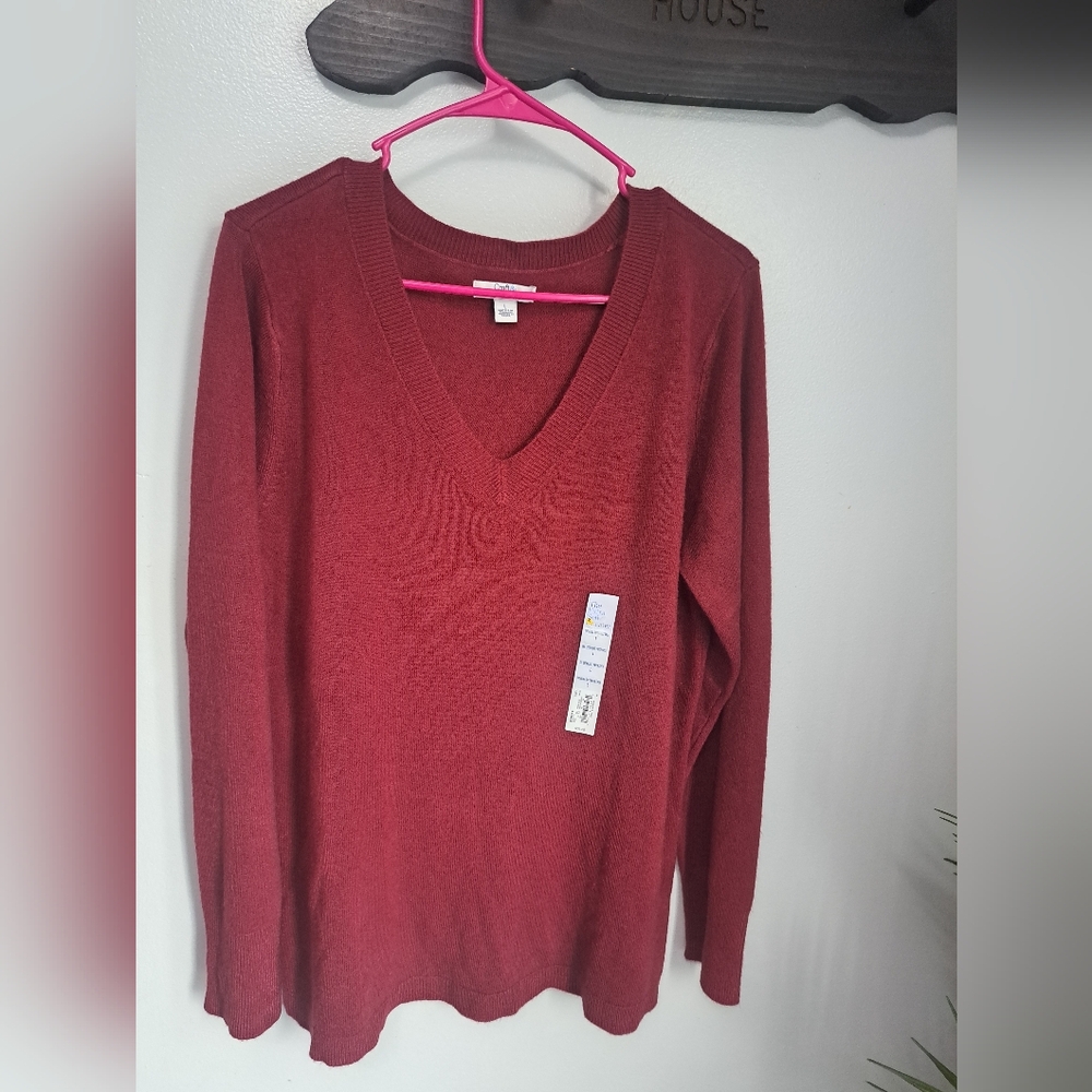 Women’s Croft and Barrow Burgundy Sweater Pullover New Size Large